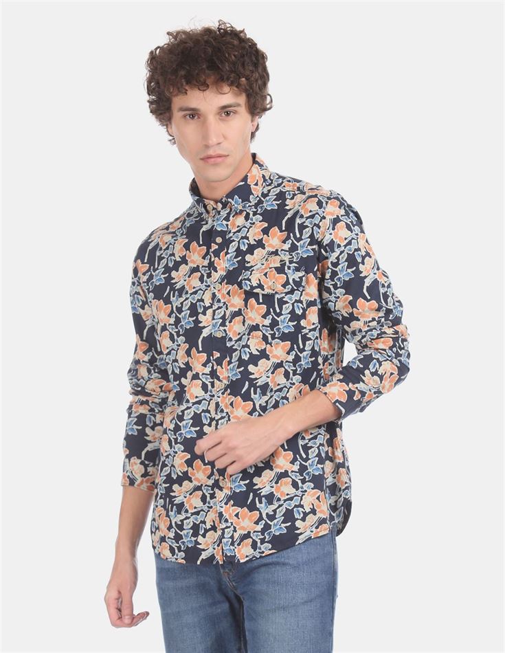 Ed Hardy Men Casual Wear Navy Blue Shirt